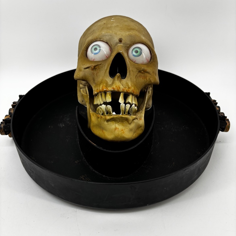 Animated Halloween Candy Bowl Motion Activated Talking Skull Spooky Decor Tray